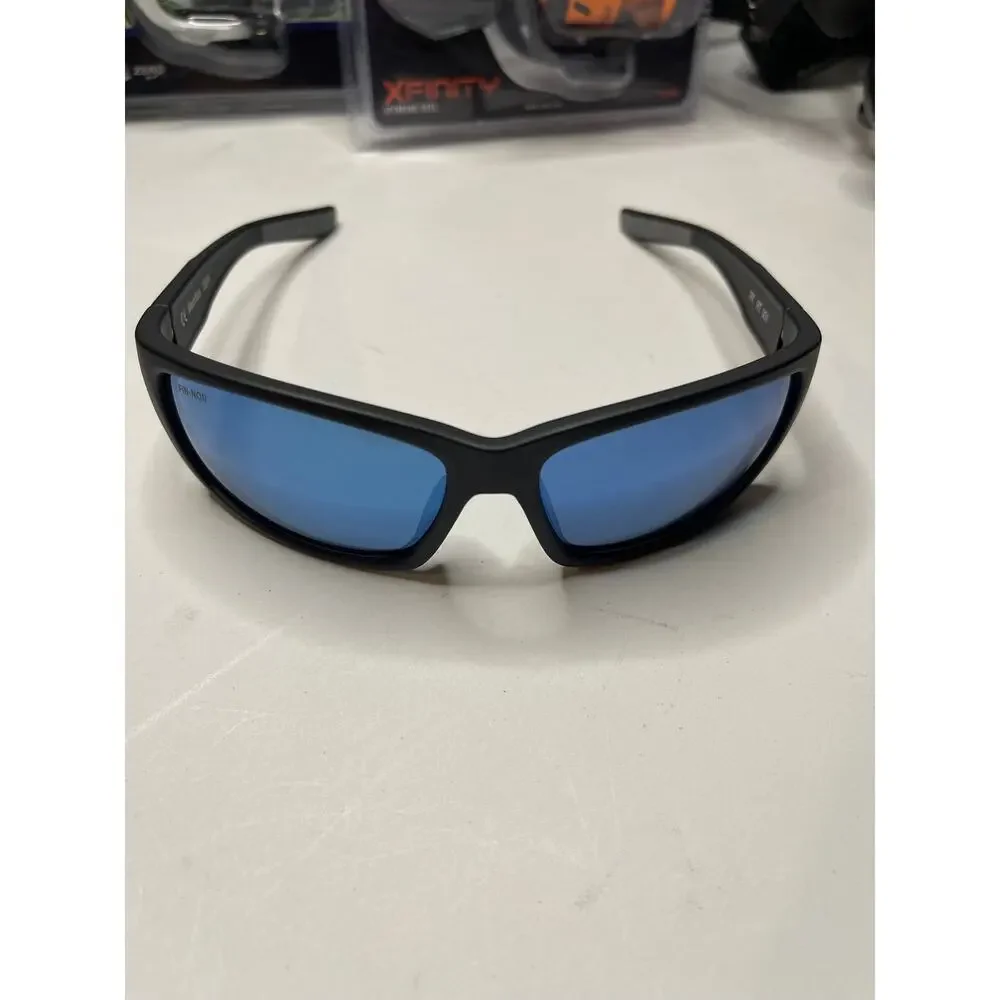Fin-Nor RT Matte Black Blue Mirror Polycarbonate Polarized Sunglasses
